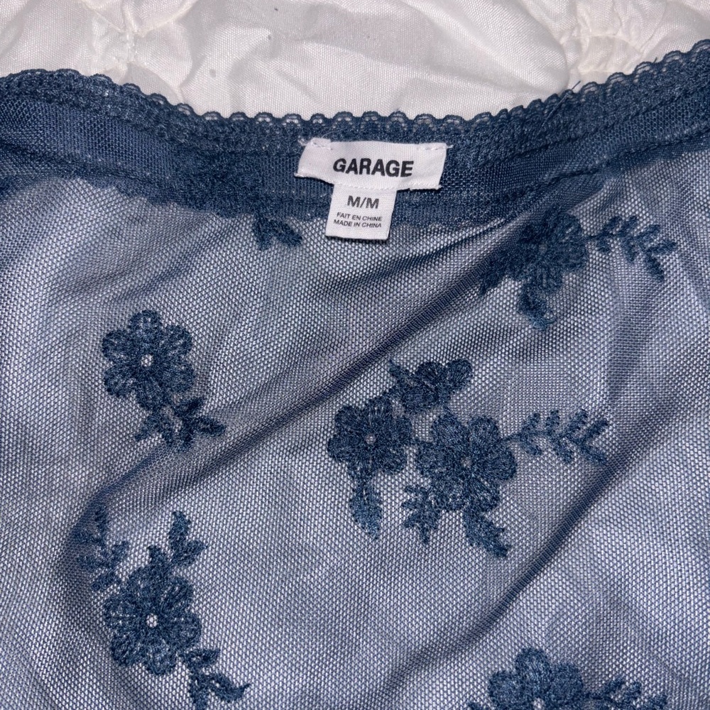 Garage Navy Floral Lace Bra